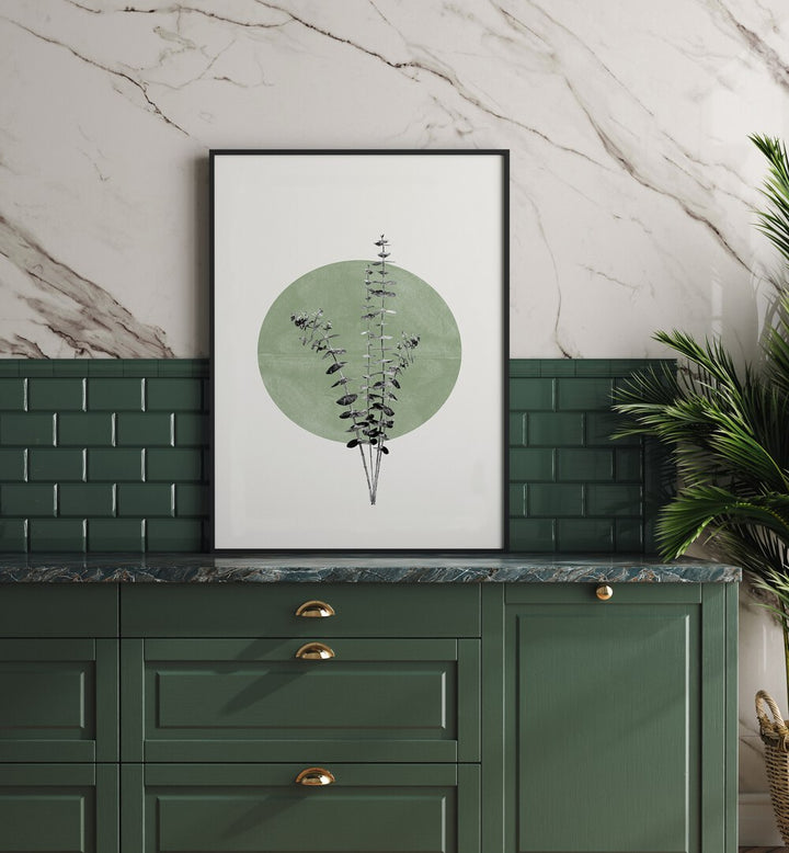 EUCALYPTUS AND GREEN MOON , FLORAL FLOWER PAINTINGS
