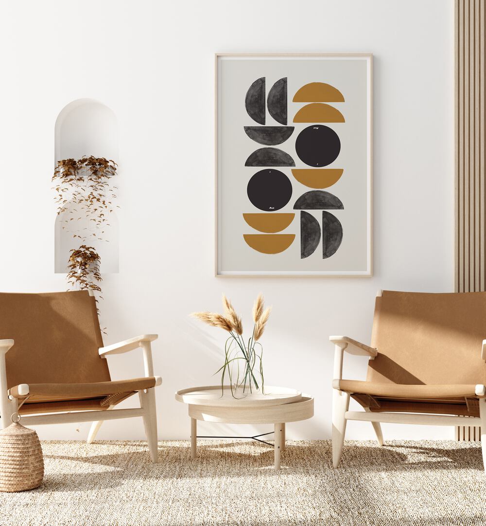 Stylish ARCH, GEOMETRIC ART PRINTS from The Miuus Studio enhance modern living spaces with vibrant colors.