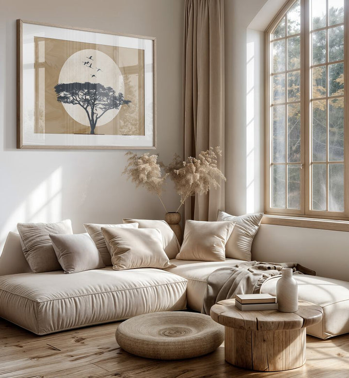 Ethiopia Spirit, Landscape Paintings adorn a cozy living room, capturing the essence of Ethiopian culture and beauty.