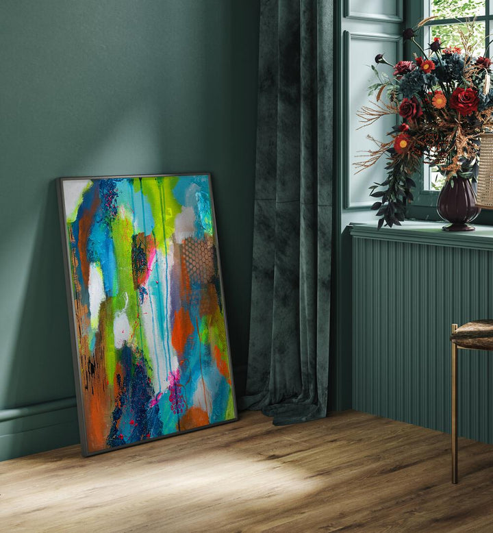 Vibrant SUMMER FRUITS, ABSTRACT PAINTINGS add a lively touch to any space, evoking sunshine and joy. Perfect for decor!
