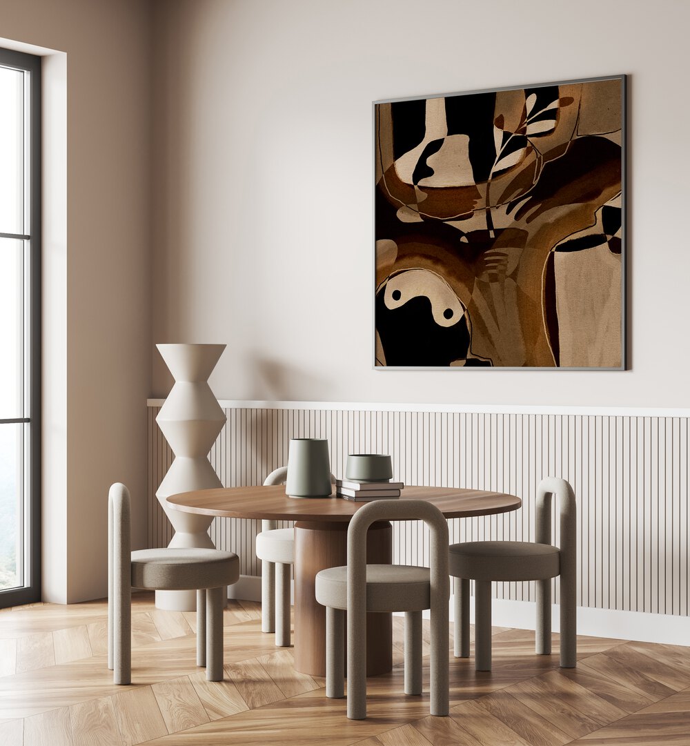 Modern living space featuring BECOMING IV, ABSTRACT PAINTINGS, enhancing personal growth and self-discovery.