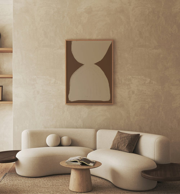 Stylish beige shape composition, abstract paintings from Miuus Studio elevating modern home decor effortlessly.