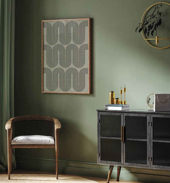 Stylish interior featuring MODERN WAVES NO.II, GEOMETRIC ART PRINTS, enhancing creativity and modern design aesthetics.