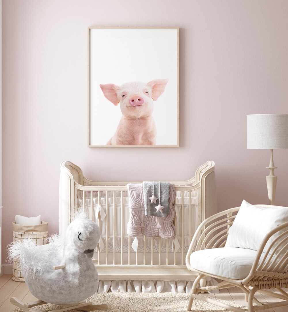 Charming BABY PIG, KIDS ROOM PAINTINGS add a playful touch to nurseries, perfect for a cozy, colorful atmosphere.