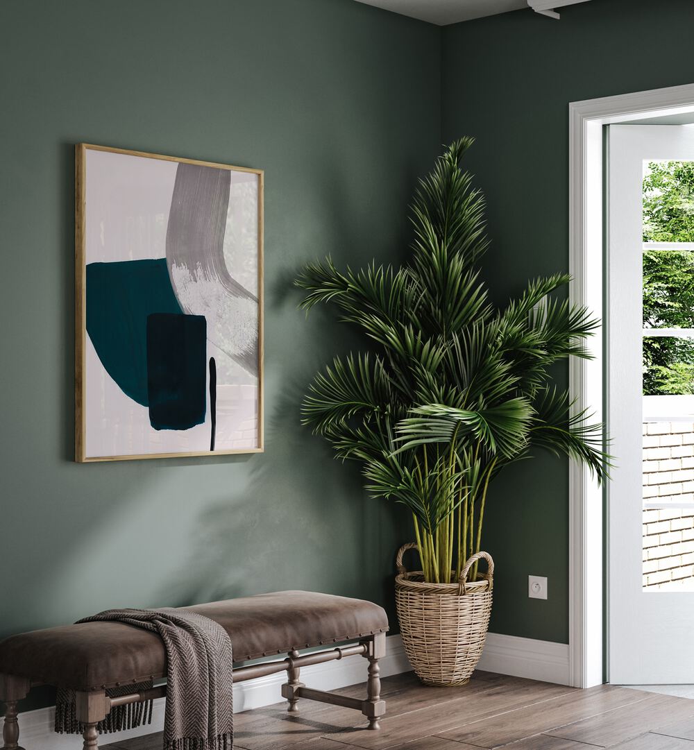 Stylish living room featuring MINIMALIST PAINTING II, ABSTRACT PAINTINGS, enhancing elegance and simplicity.