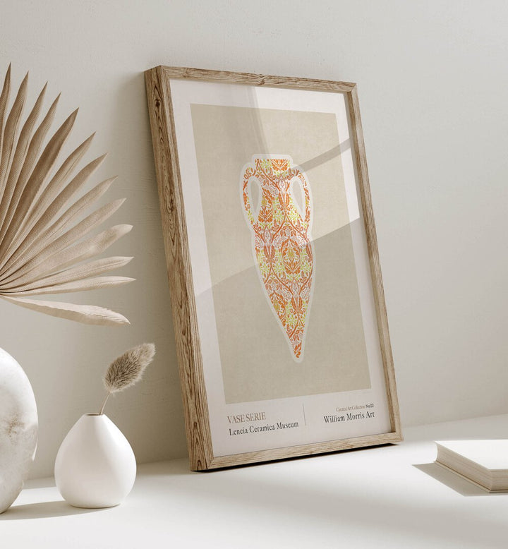 Elevate your décor with WILLIAM MORRIS GREEK VASE III, FLORAL FLOWER PAINTINGS by Emel Tunaboylu, blending tradition and modernity.