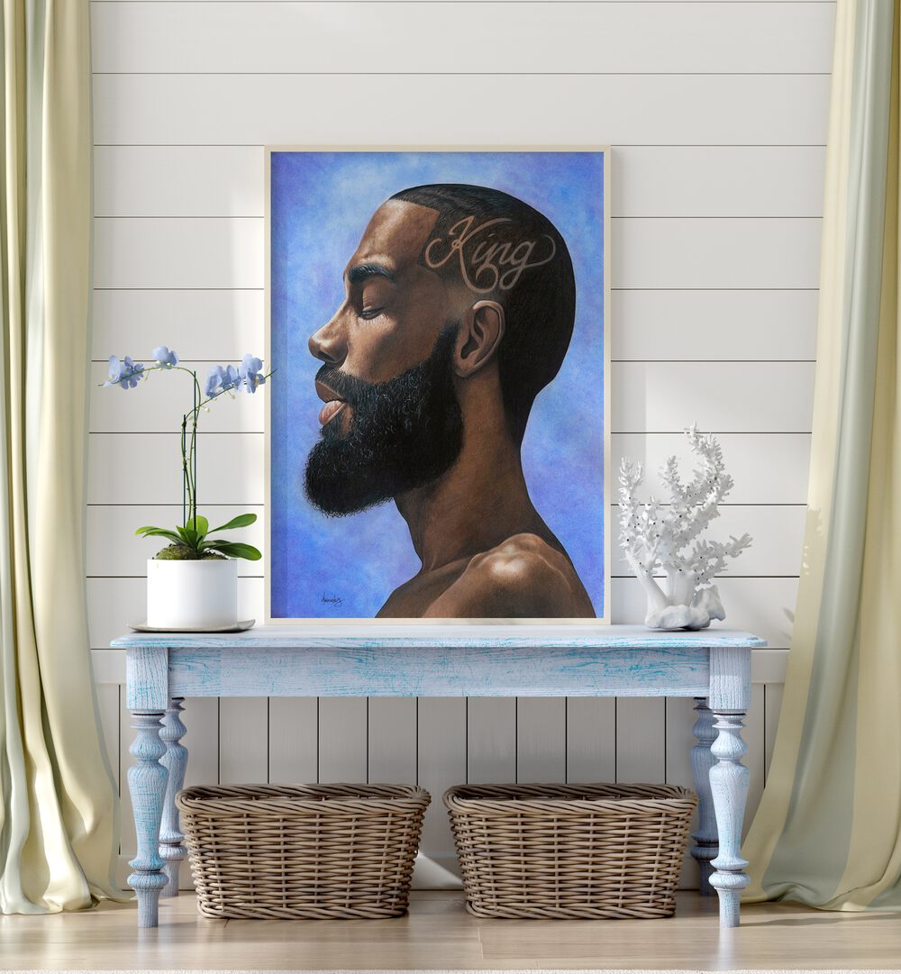 Elegant KING, AFRICAN ART PAINTINGS showcasing powerful profile art, perfect for modern decor and personal expression.