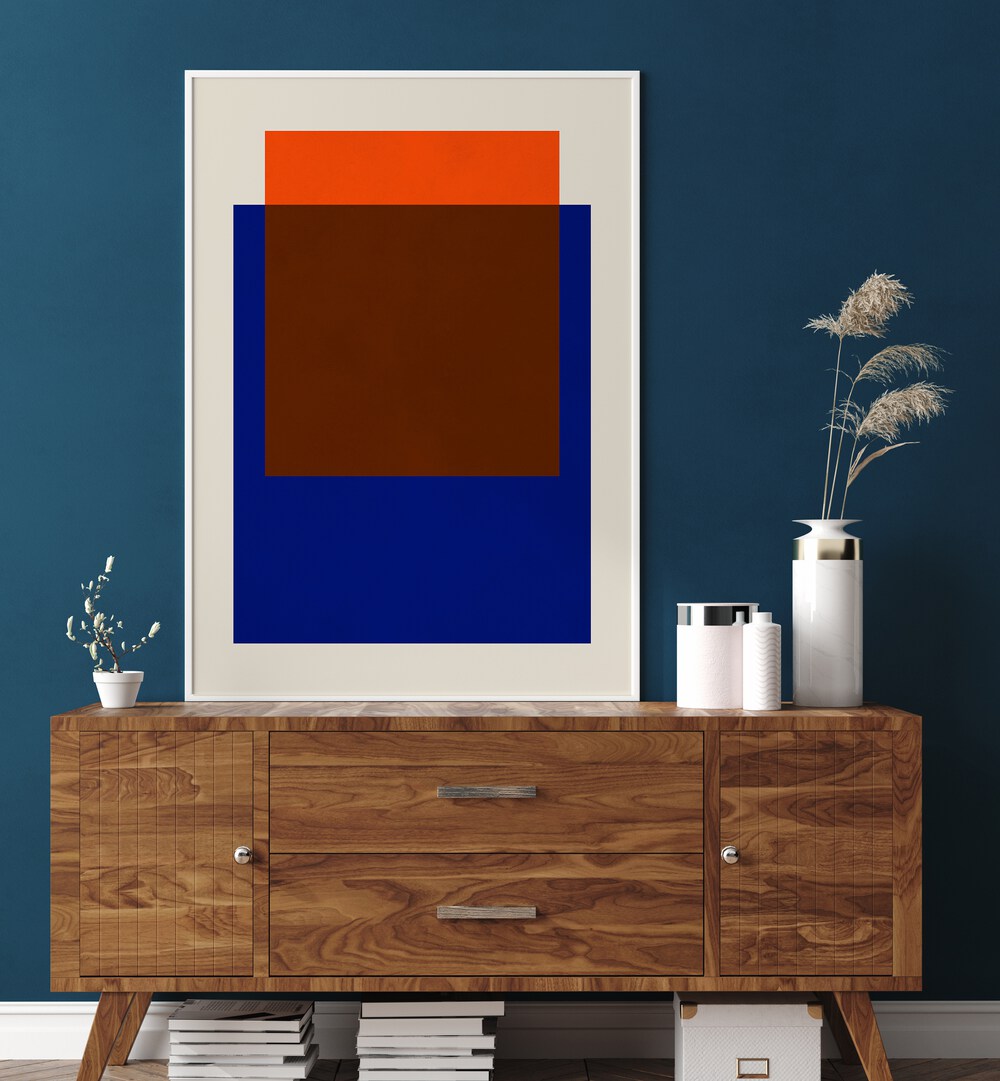 Bright geometric art print, COLORFUL OVERLAY III, enhances decor with vibrant design and creativity. Perfect for any space.