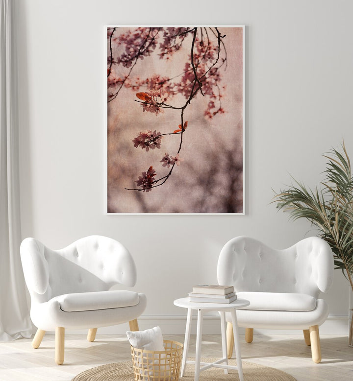 Delicate cherry blossoms adorn our Vintage Pink Floral Flower Paintings, perfect for transforming your living space.