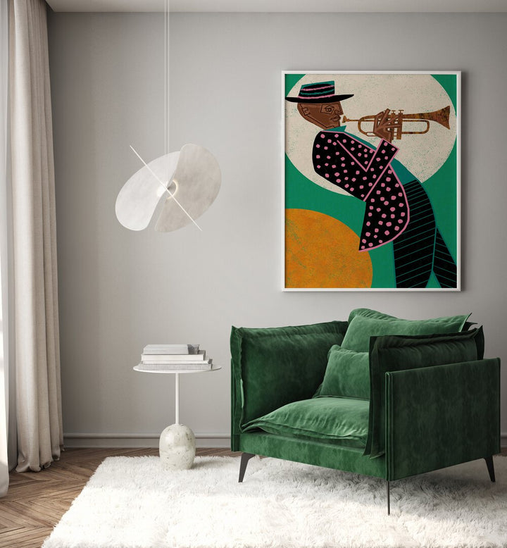Colorful MUSICIAN GUY I, MOVIE POSTERS adorns a chic living space, inspiring creativity and music lovers alike.