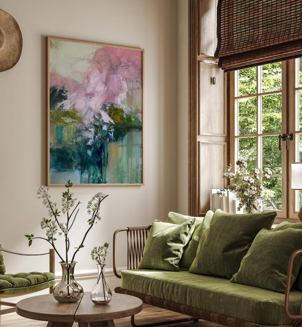 Laze Pink, abstract paintings enhance modern living spaces with chic design and vibrant colors. Perfect for stylish decor.