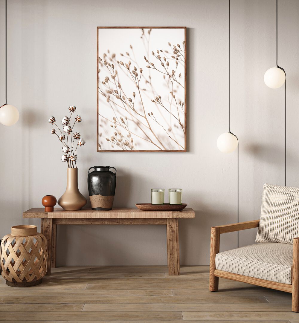 Stylish interior featuring WILD GRASS, FLORAL FLOWER PAINTINGS, capturing nature's beauty for your home decor.