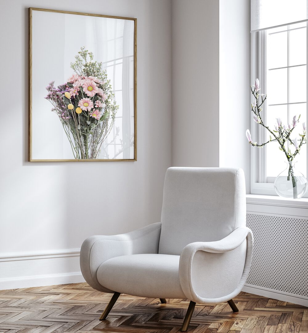 Beautiful WILDFLOWERS, FLORAL FLOWER PAINTINGS brighten up the room, showcasing nature's vibrant hues and charm.