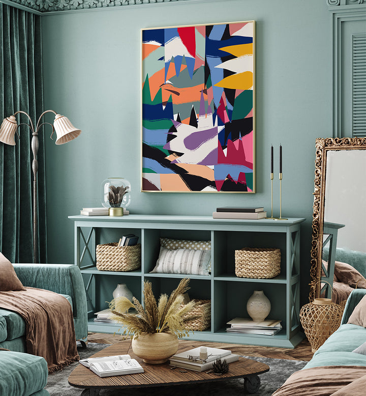 GEOMETRICAL CUT OUT WITH RIBBONS , ABSTRACT PAINTINGS