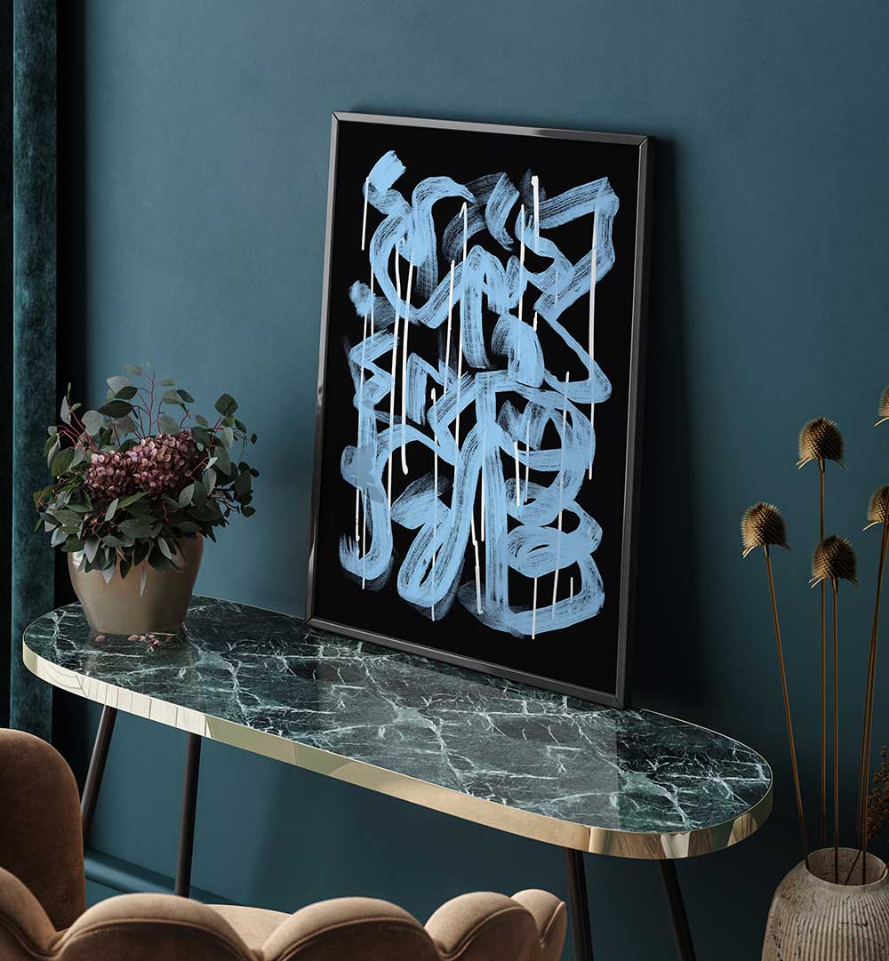 BLUE ABSTRACT CALLIGRAPHY , ABSTRACT PAINTINGS