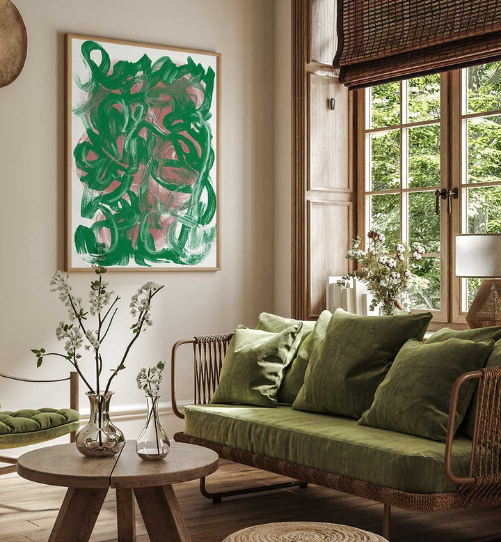 CHAOS GREEN LARGE, ABSTRACT PAINTINGS