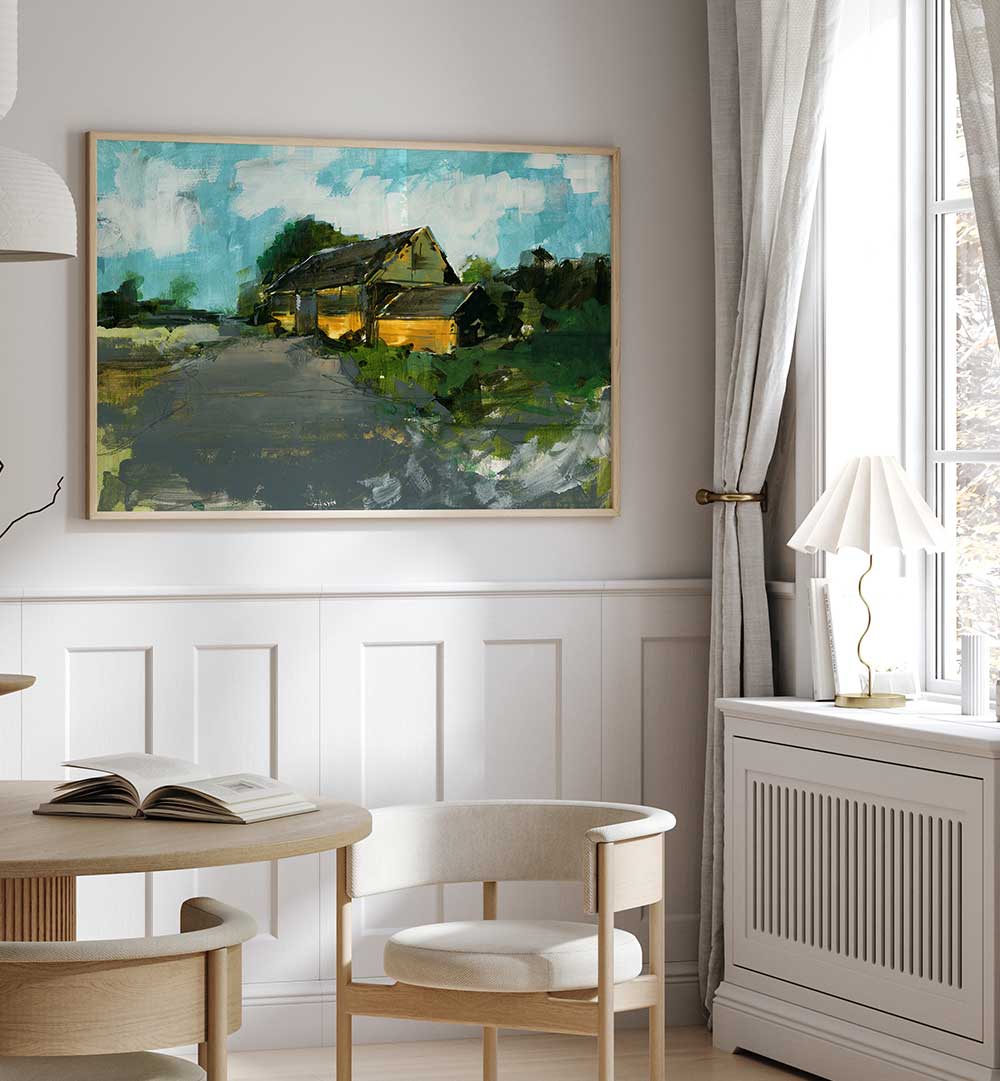 COUNTRY BARN I, LANDSCAPE PAINTINGS bring serene countryside beauty to your space, enhancing any interior decor.