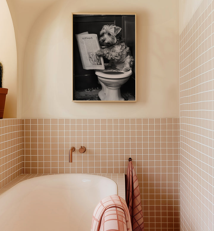 DOGGY DOING A DOO DOO , BATHROOM ART PRINTS