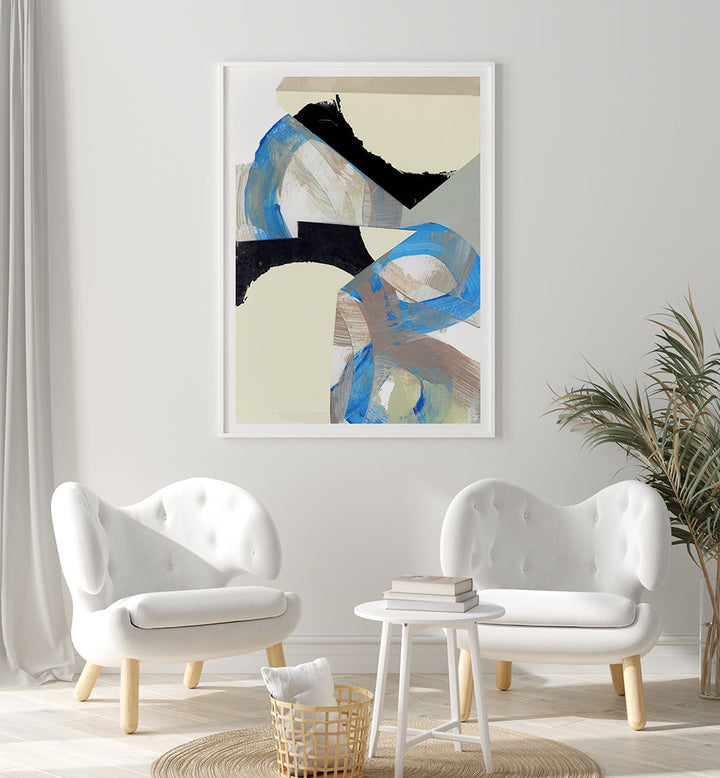 Stunning BLUE NEUTRAL BEIGE I, ABSTRACT PAINTINGS enhance your space with soothing blue and neutral beige tones.