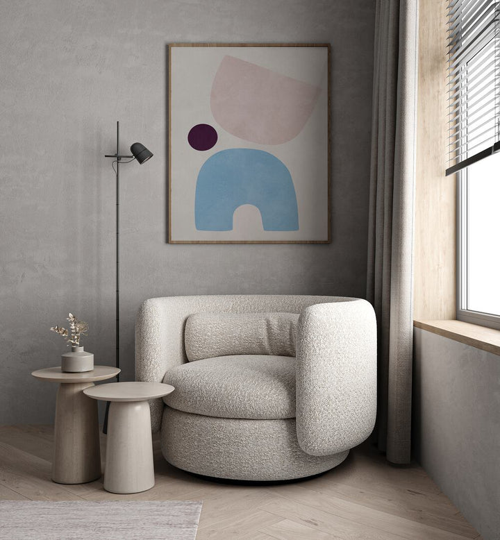 Stylish living space featuring CURVED SHAPES V, GEOMETRIC ART PRINTS, enhancing modern decor with elegance.