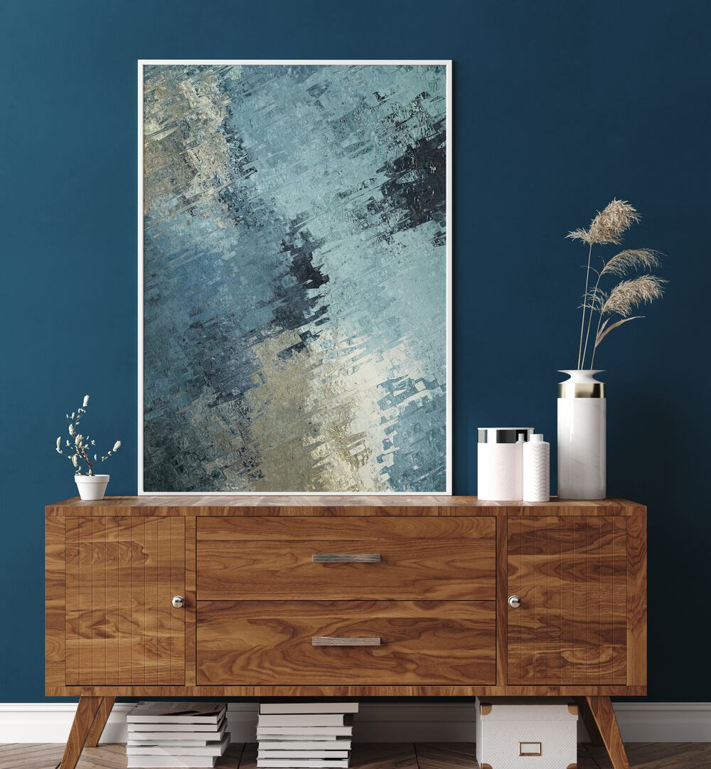 FRACTURED REFLECTION, ABSTRACT PAINTINGS displayed in a modern setting, perfect for contemporary decor enthusiasts.