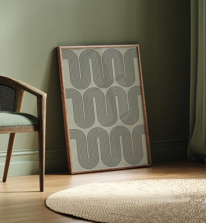 Stylish MODERN WAVES NO.II, GEOMETRIC ART PRINTS, enhances your space with abstract elegance and vibrant design.