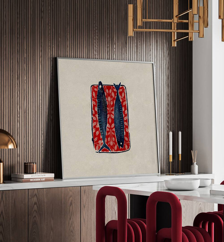 Stylish SARDINE IN RED, KITCHEN POSTERS enhance your culinary space with gourmet seafood elegance.