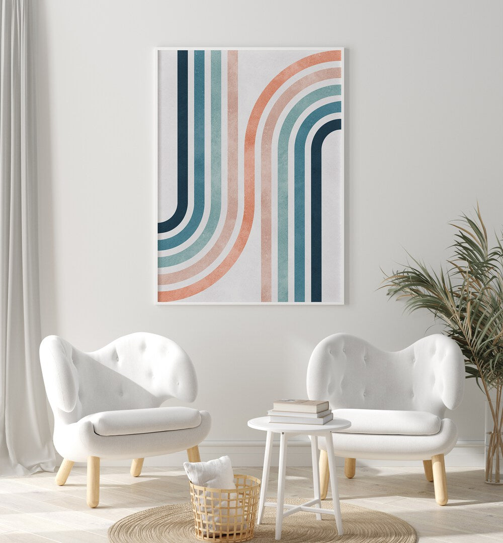 Stylish LINES AND ARCS II, GEOMETRIC ART PRINTS elevate modern decor with vibrant colors and fluid designs.