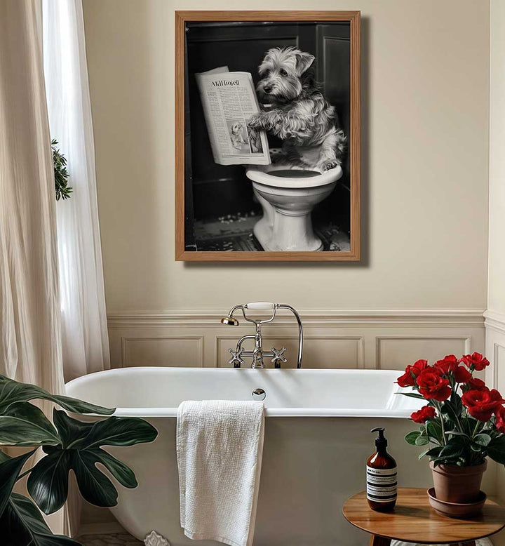 DOGGY DOING A DOO DOO , BATHROOM ART PRINTS