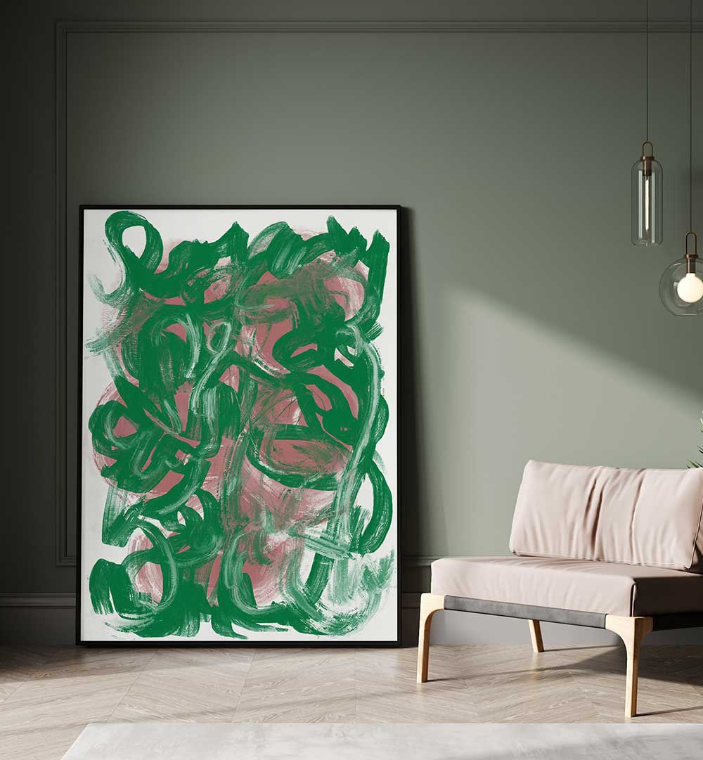 CHAOS GREEN LARGE, ABSTRACT PAINTINGS
