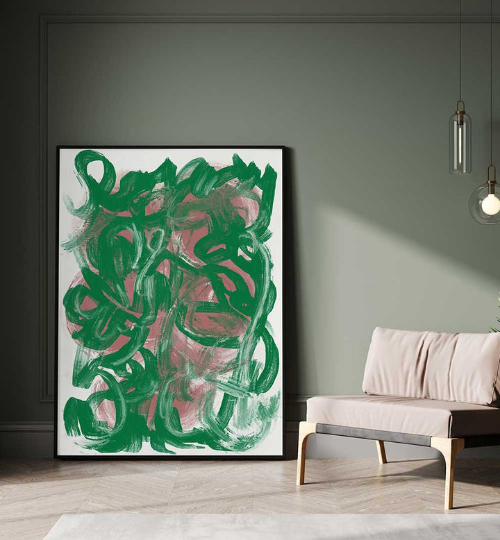 CHAOS GREEN LARGE, ABSTRACT PAINTINGS