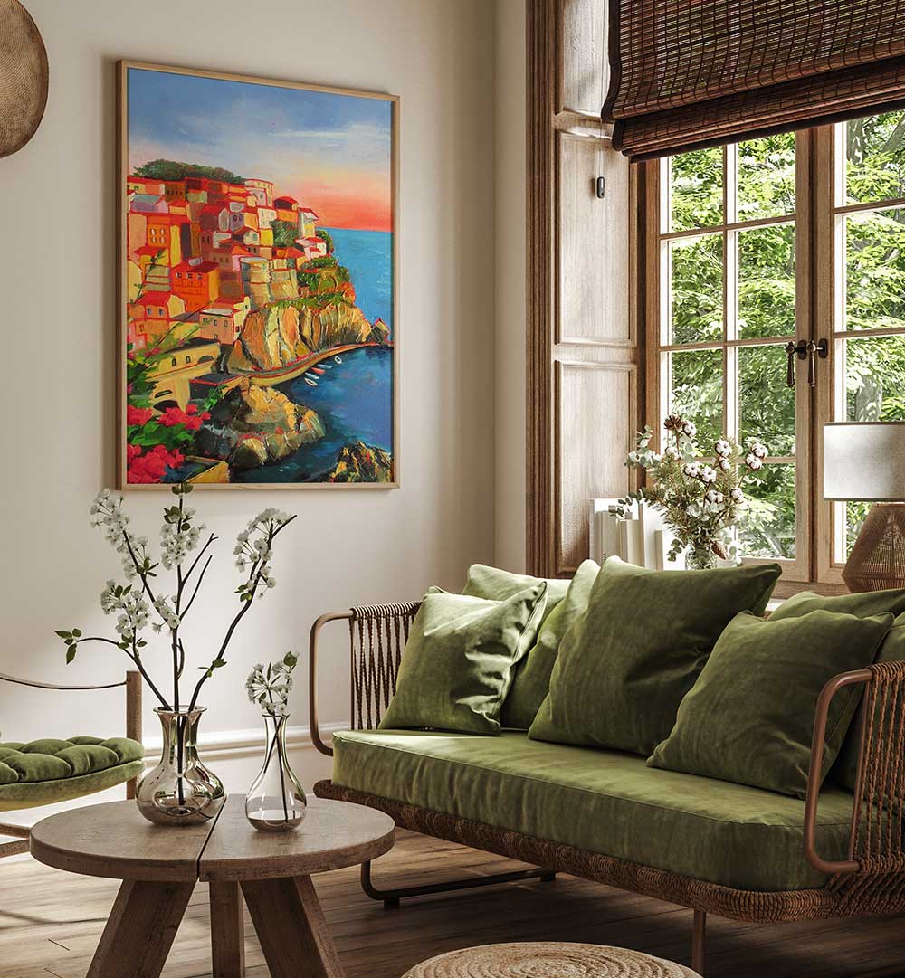ONE OF FIVE IN CINQUE TERRE , LANDSCAPE PAINTINGS