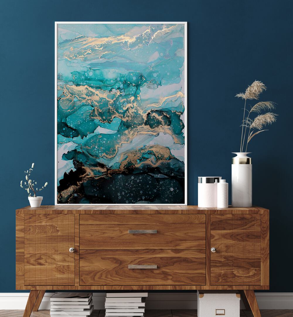 Luxurious UNDER THE SEA, ABSTRACT PAINTINGS bring vibrant ocean hues to your home décor with stunning artistry.