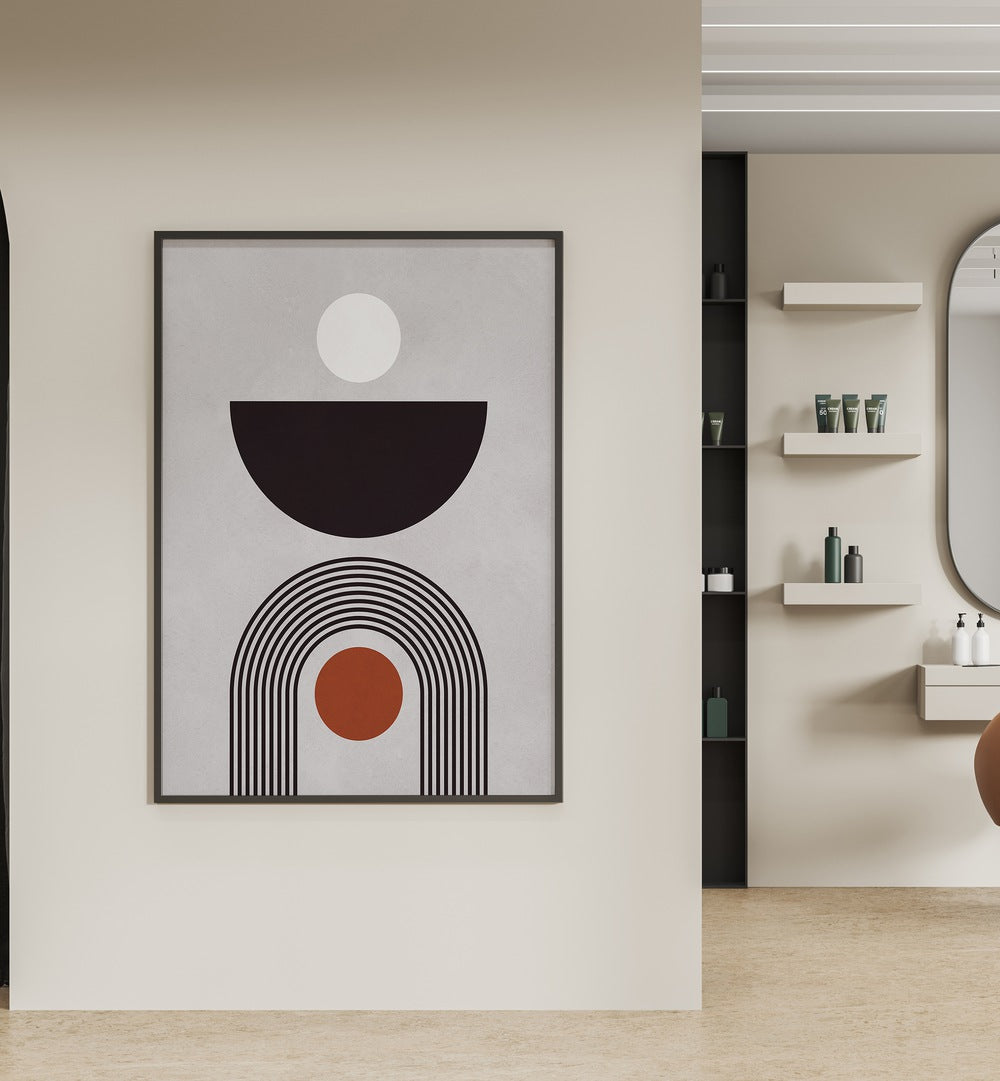 Stylish LINES AND CIRCLES XV, BOHO ART PAINTINGS, enhancing modern spaces with geometric elegance and creativity.