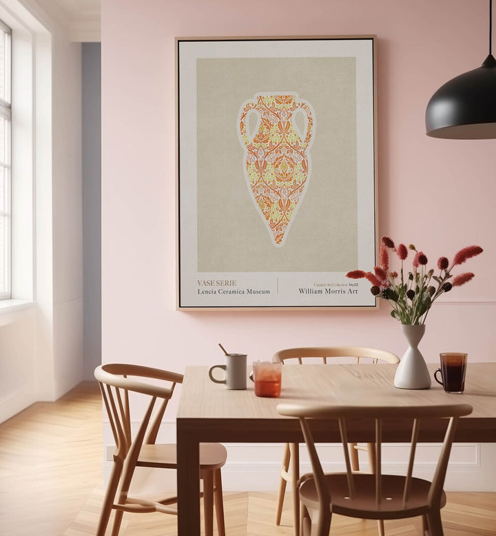 Elevate your décor with the WILLIAM MORRIS GREEK VASE III, FLORAL FLOWER PAINTINGS by Emel Tunaboylu.