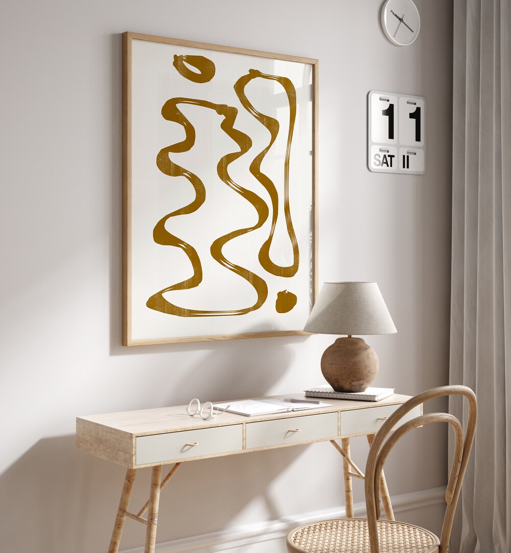 Stylish room featuring ABSTRACT LINE VII, ABSTRACT PAINTINGS by The Miuus Studio, enhancing modern artistry and creativity.