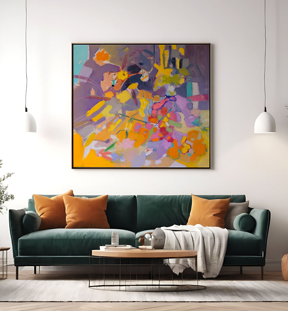 Vibrant ORANGE FLOWERS , ABSTRACT PAINTINGS add a splash of color to elevate your home decor effortlessly.