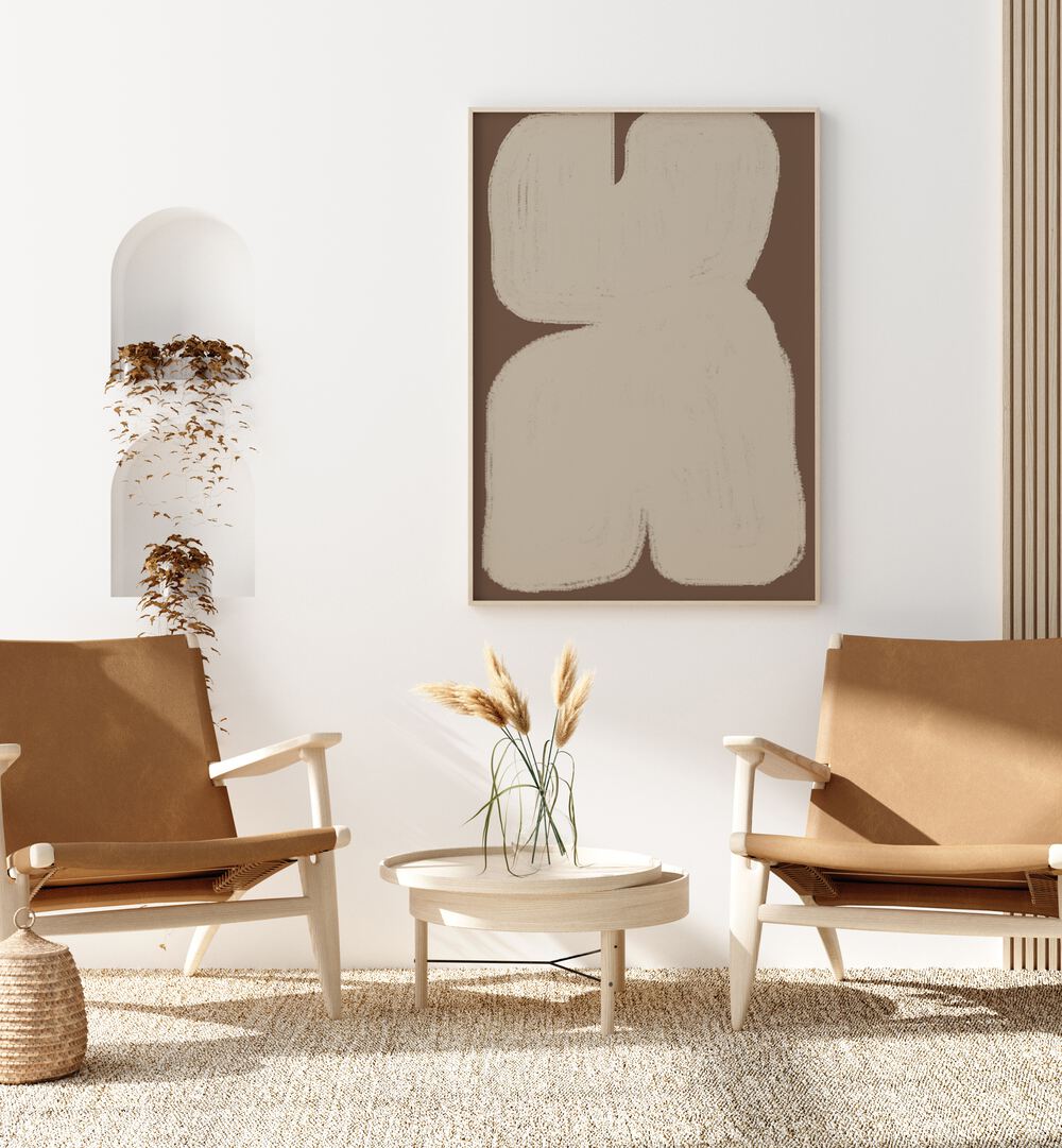 Stylish SHAPE GEOMETRIC ART, ABSTRACT PAINTINGS enhancing a modern living space with unique colors and forms.