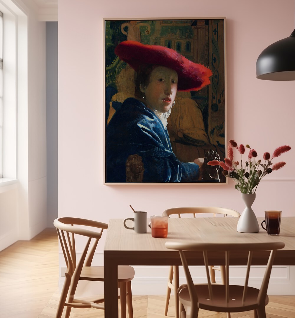 GIRL WITH THE RED HAT , VINTAGE PAINTINGS