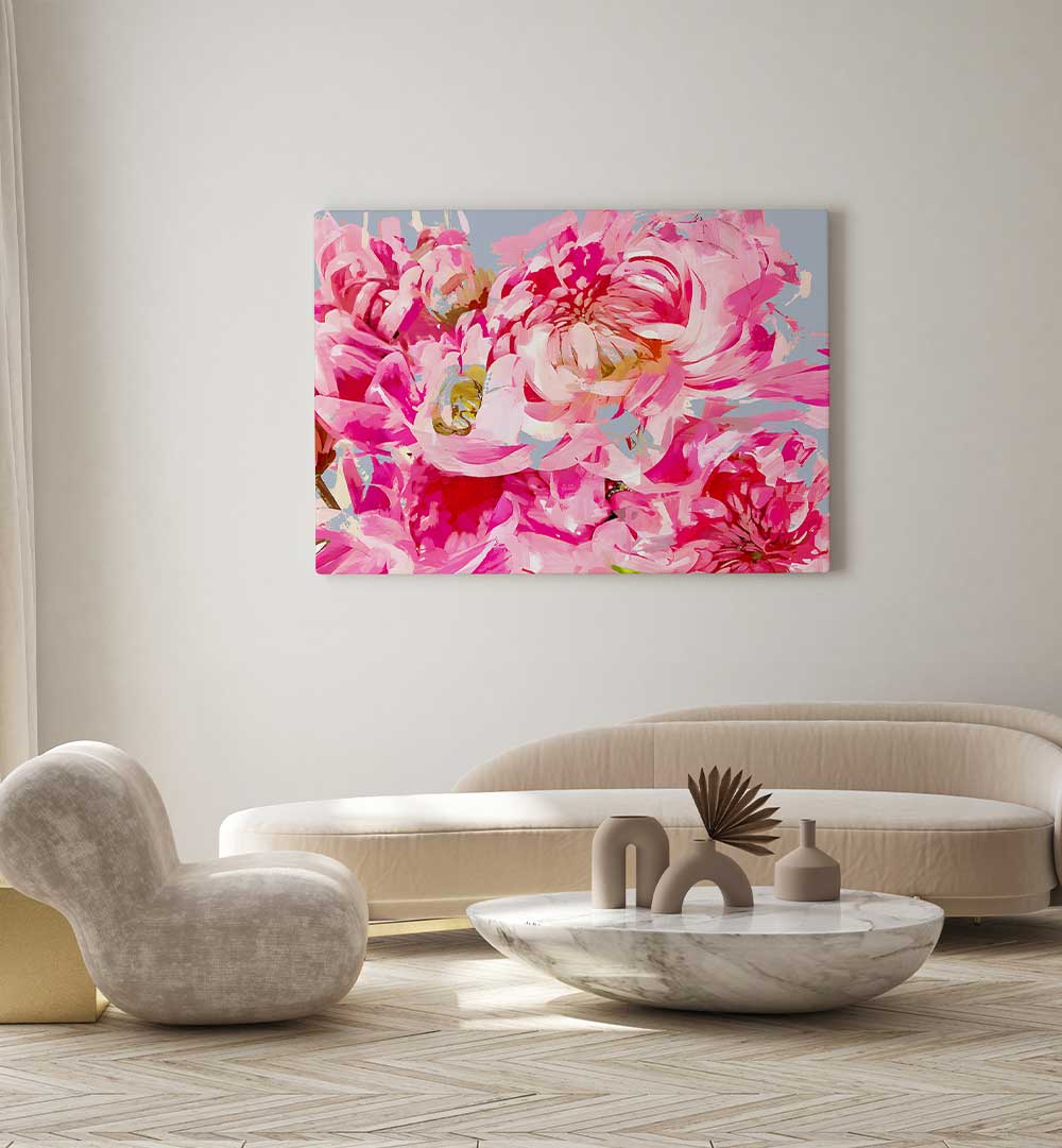 WILD PINK PEONIE , FLORAL FLOWER PAINTINGS