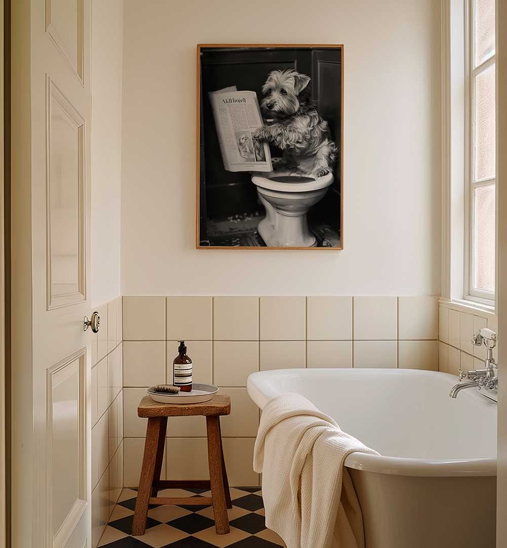 DOGGY DOING A DOO DOO , BATHROOM ART PRINTS