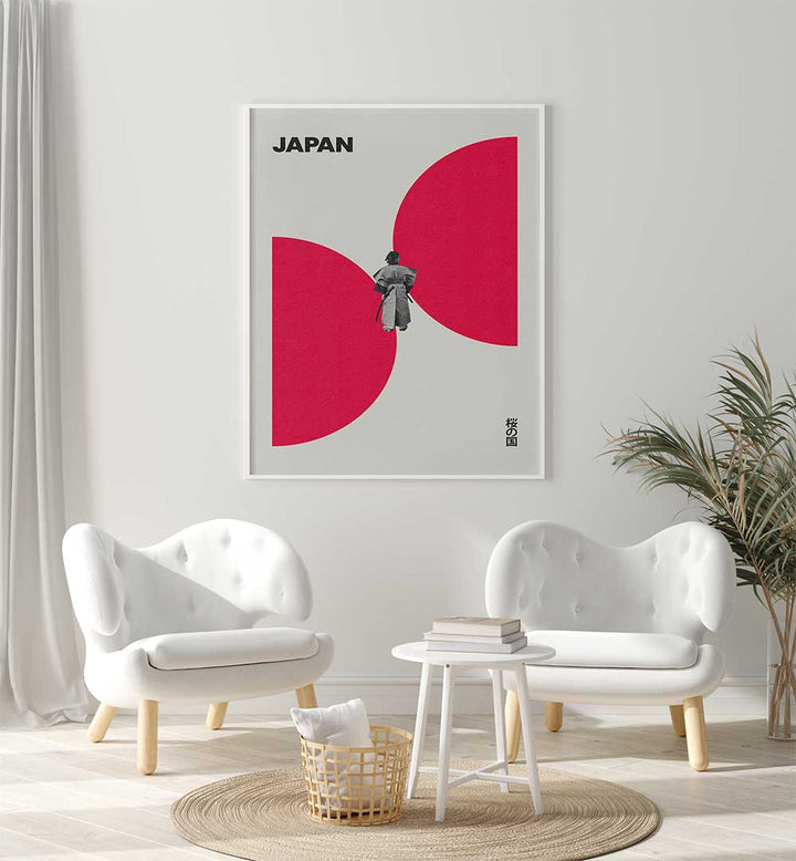 Elegant JAPAN WAY, JAPANESE PAINTINGS wall art featuring striking red shapes, ideal for modern decor.