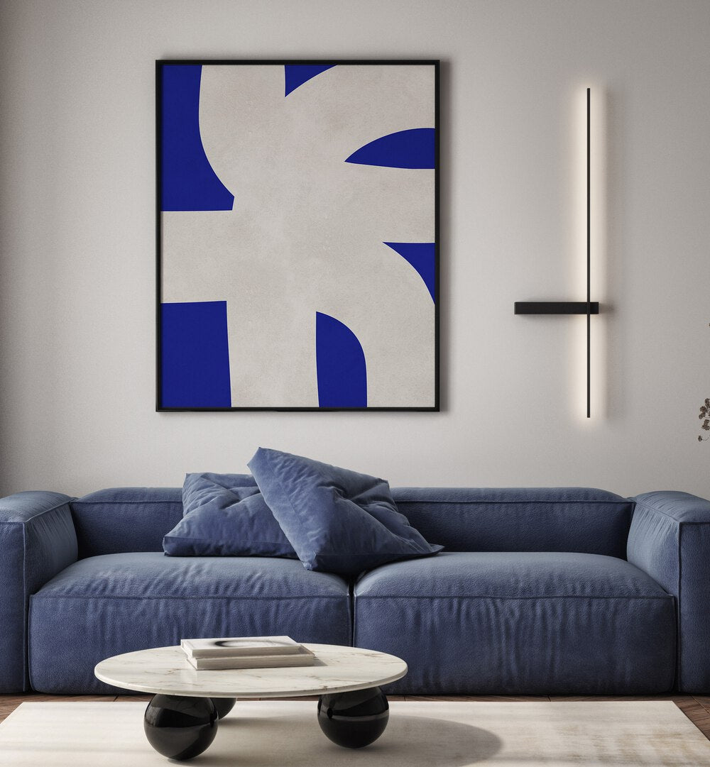Stylish living room showcasing UNDULATING CURVES VII, ABSTRACT PAINTINGS, enhancing modern decor with vibrant colors.