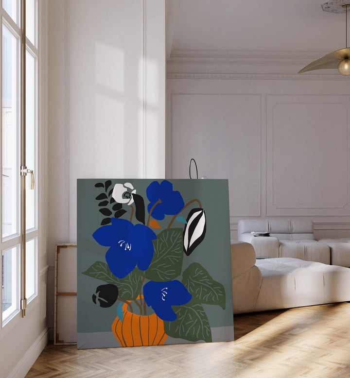 Vibrant COBALT BOTANIC floral flower paintings enhance any space with their captivating colors and intricate details.