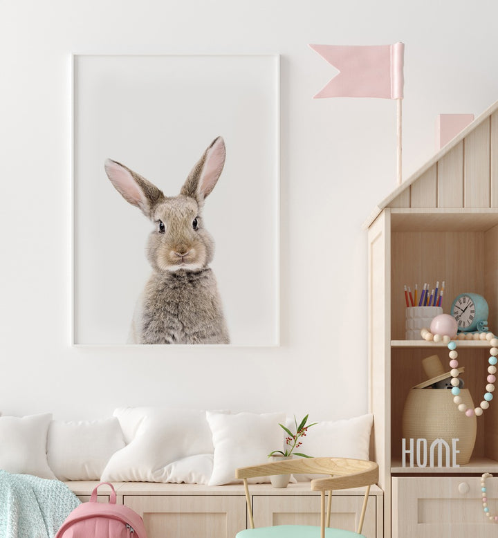 Charming BABY RABBIT painting for kids room, adding joy and comfort to your child's space. Perfect for playful decor!