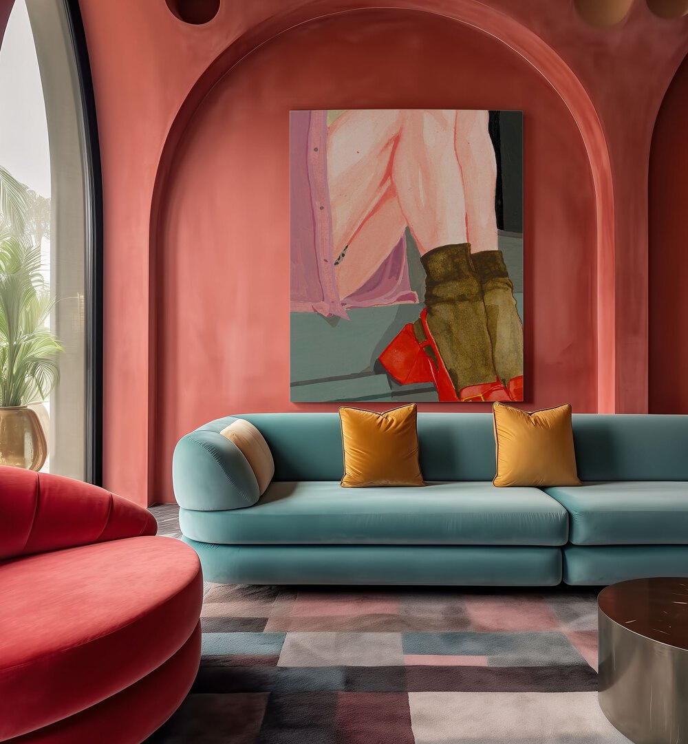 Stylish interior featuring THE WAITING GIRL, FASHION POSTERS, enhancing elegance in modern decor.