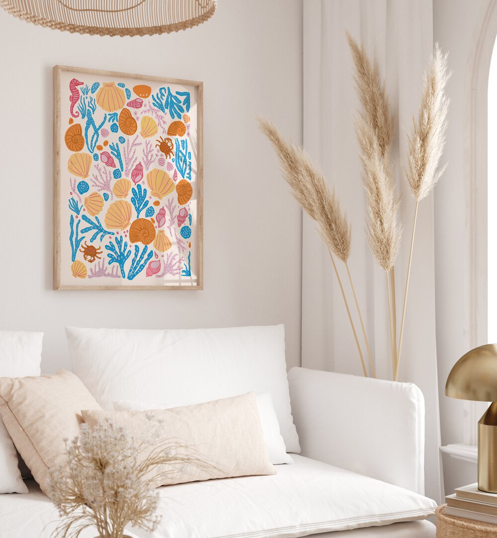 Vibrant SEA CRITTERS COLOR ON WHITE, BEACH PAINTINGS bringing seaside charm to your home decor. Perfect for ocean lovers!