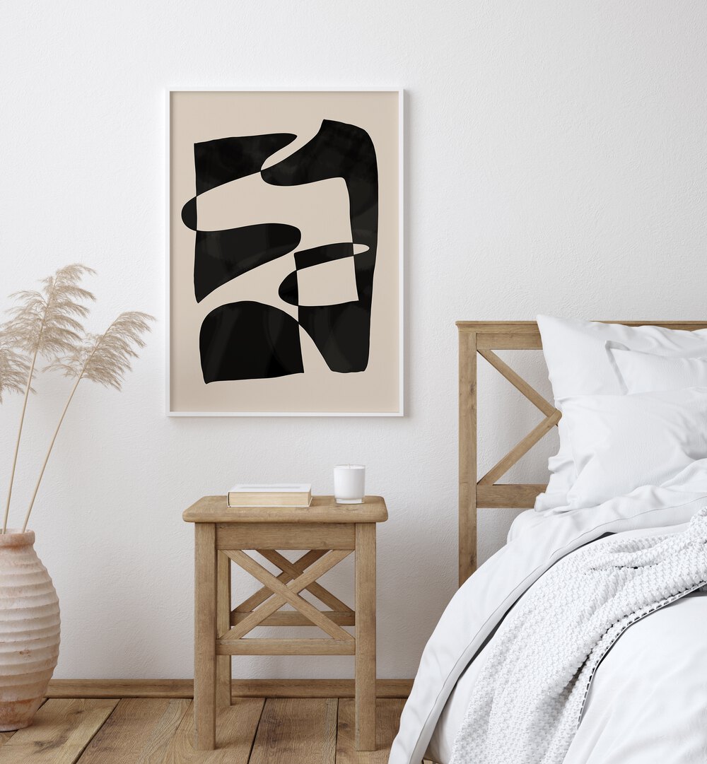 Stunning BLACK AND WHITE LINE SERIES VI, ABSTRACT PAINTINGS enhancing modern decor with minimalist elegance and style.