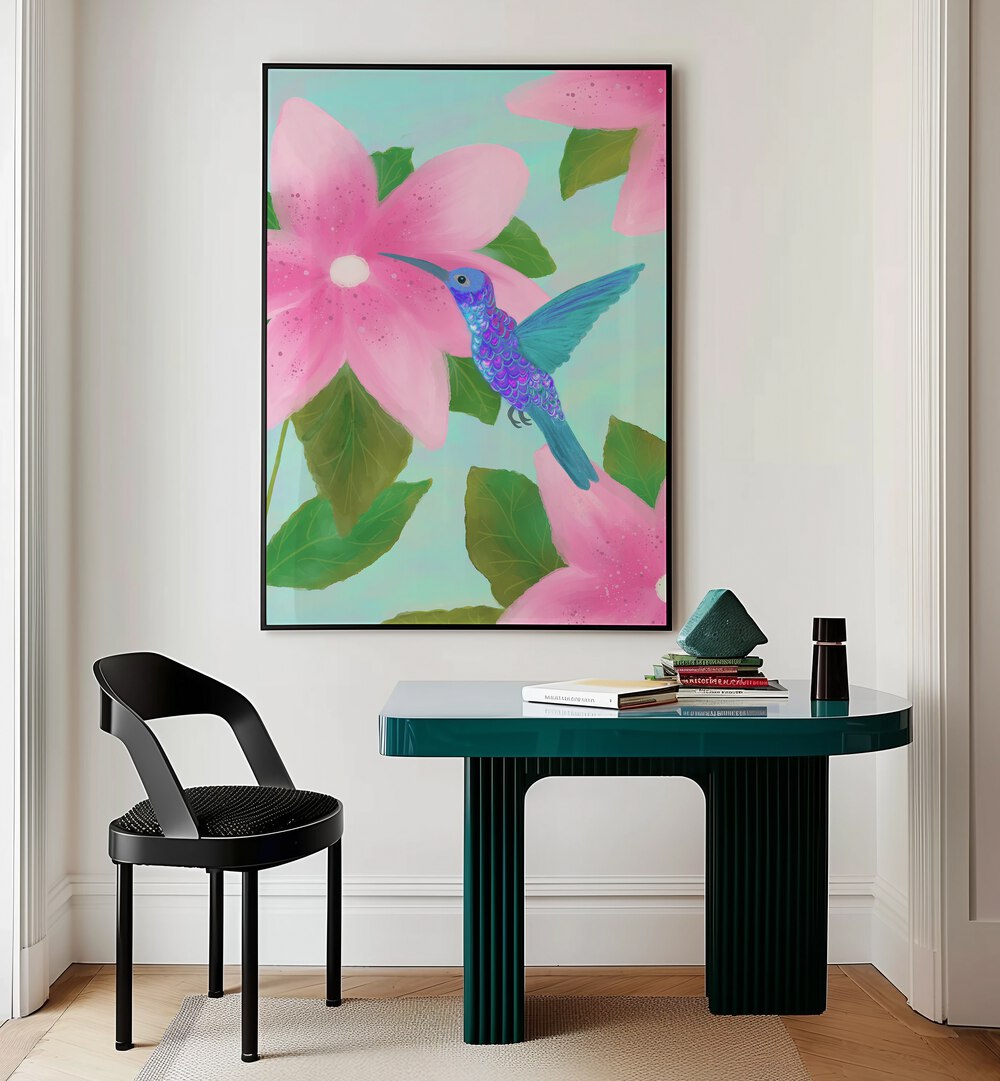 HUMMINGBIRD , FLORAL FLOWER PAINTINGS