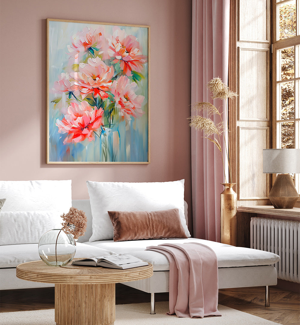 EVERGREEN GREEN PAINTERLY FLORALS V ,FLORAL FLOWER PAINTINGS